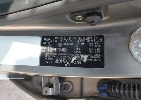 2013 Kia Soul + z USA, uszkodzony, nr VIN KNDJT2A6XD7631796